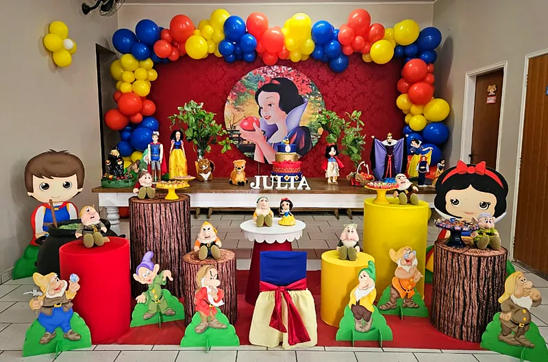 Decoração tema Branca de Neve e os Sete Anões